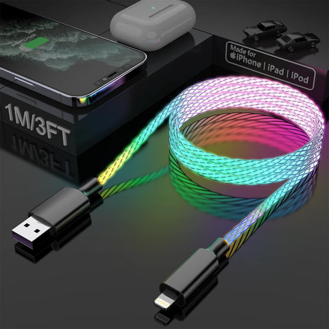 MTAKYI Light-Up 20W USB-A to Lightning Fast Charging Cable (3 Ft)