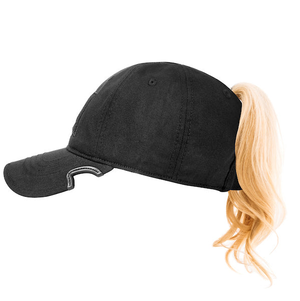 Notch Classic Adjustable Black Ponytail Operator Cap